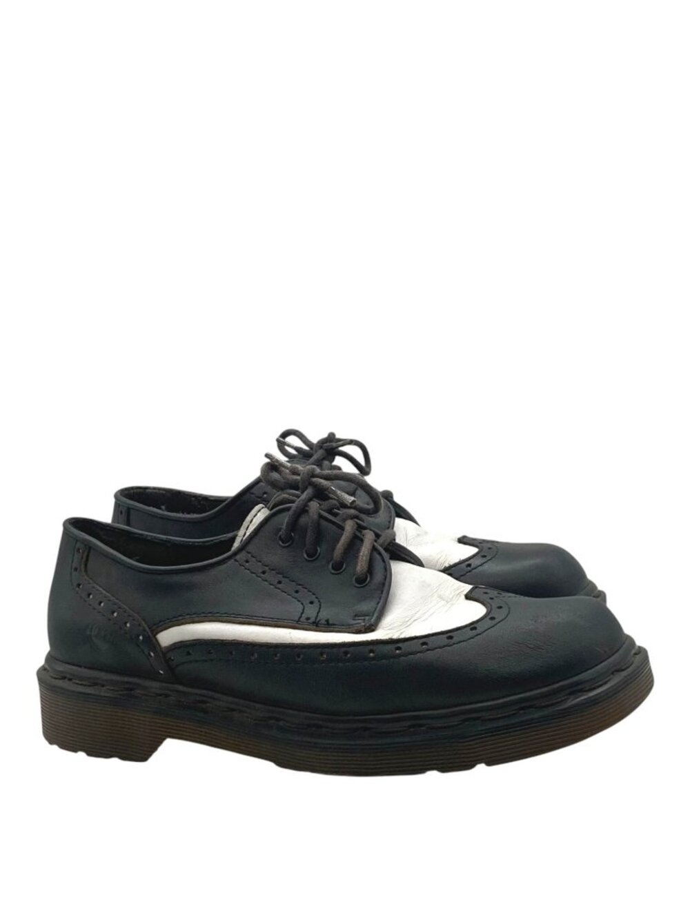Vintage MIE Dr. Doc Martens Brogue Wingtip Oxford US 7 UK 5 Two-Tone B/W AirWair